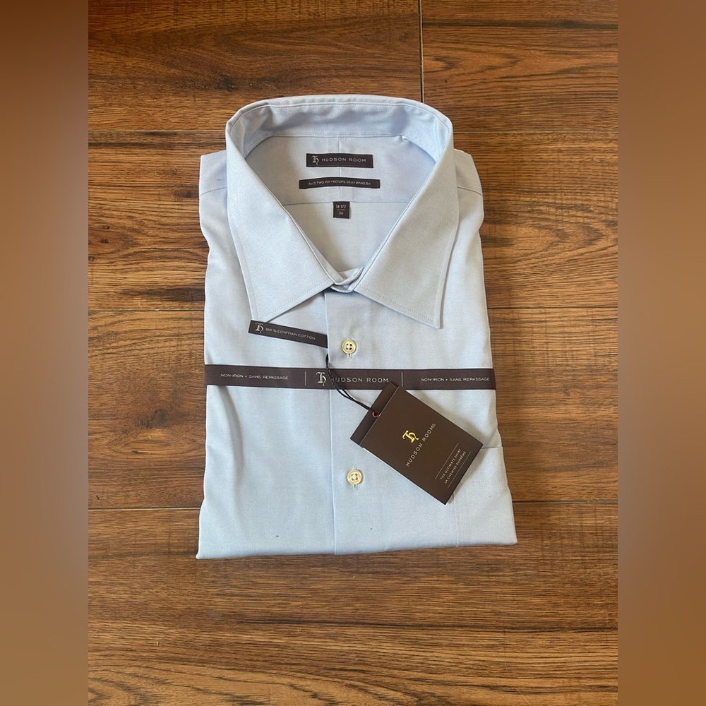100% Egyptian Cotton Hudson Jeans Sky Blue Men's Dress Shirt